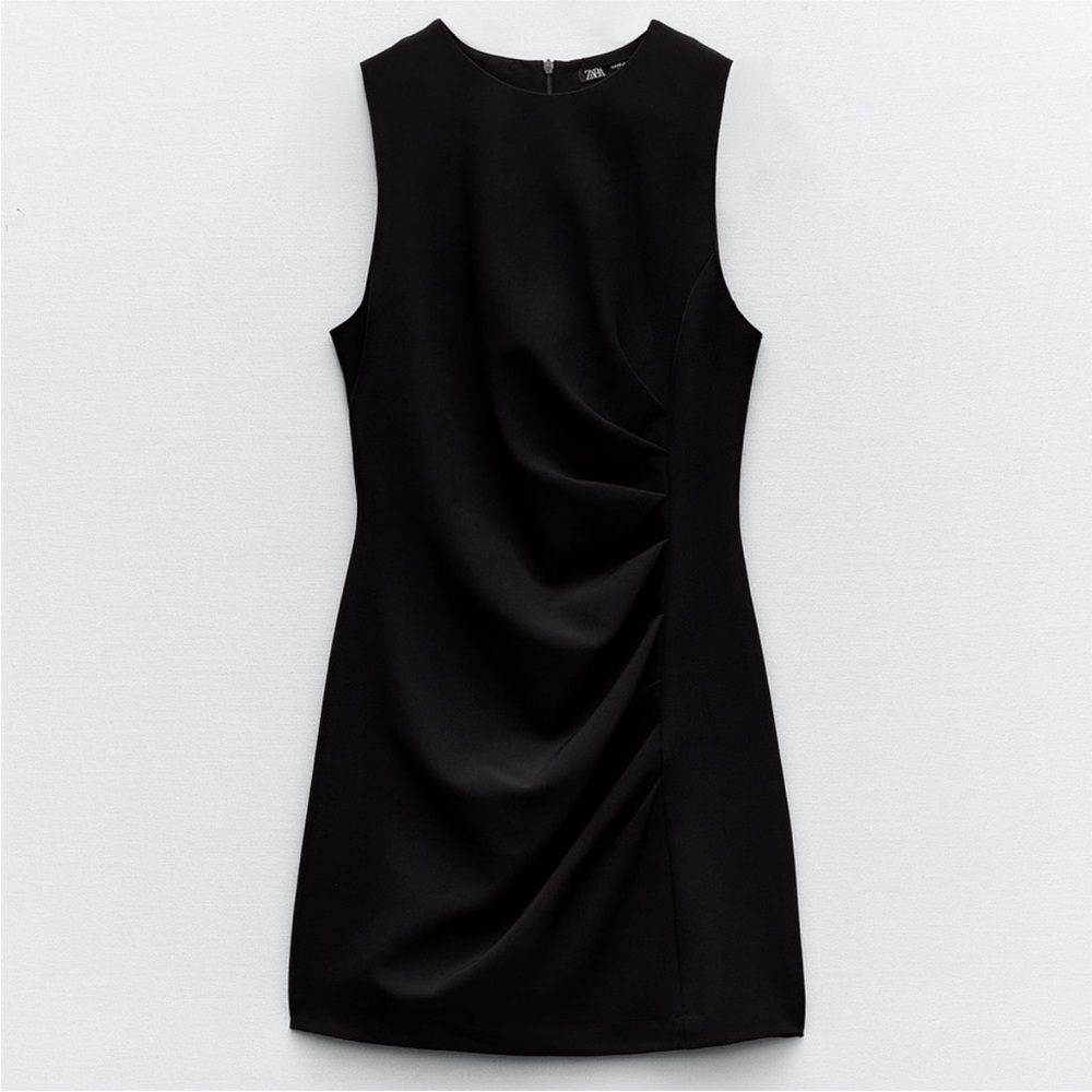 Zara Black Ruched Mini Dress